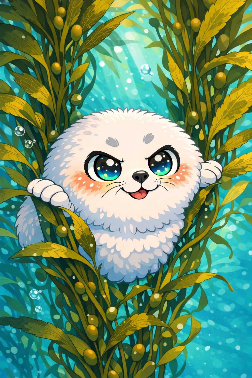 Sinya the Lake Seal from Baikal + her spirit sidekick (my hybrid color chaos creature — hand-edited + AI) picture 1 of 3