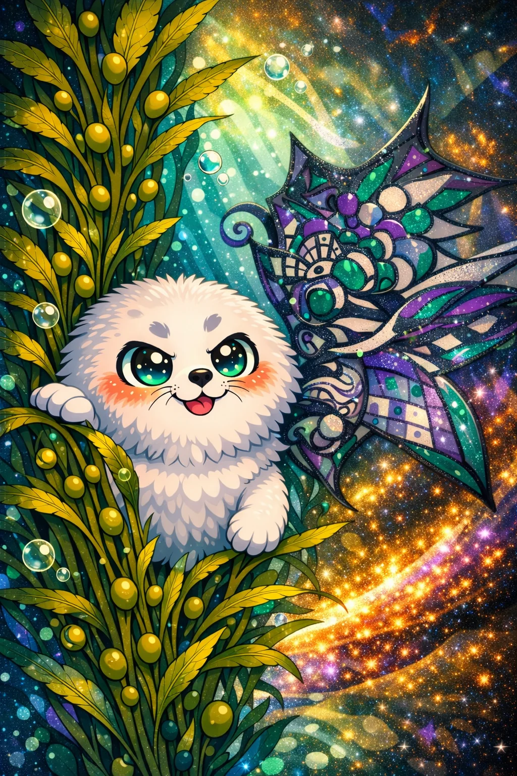 Sinya the Lake Seal from Baikal + her spirit sidekick (my hybrid color chaos creature — hand-edited + AI) picture 3 of 3