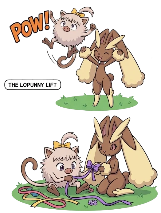 Mimi the Lopunny and Ribbon the Mankey picture 1 of 7