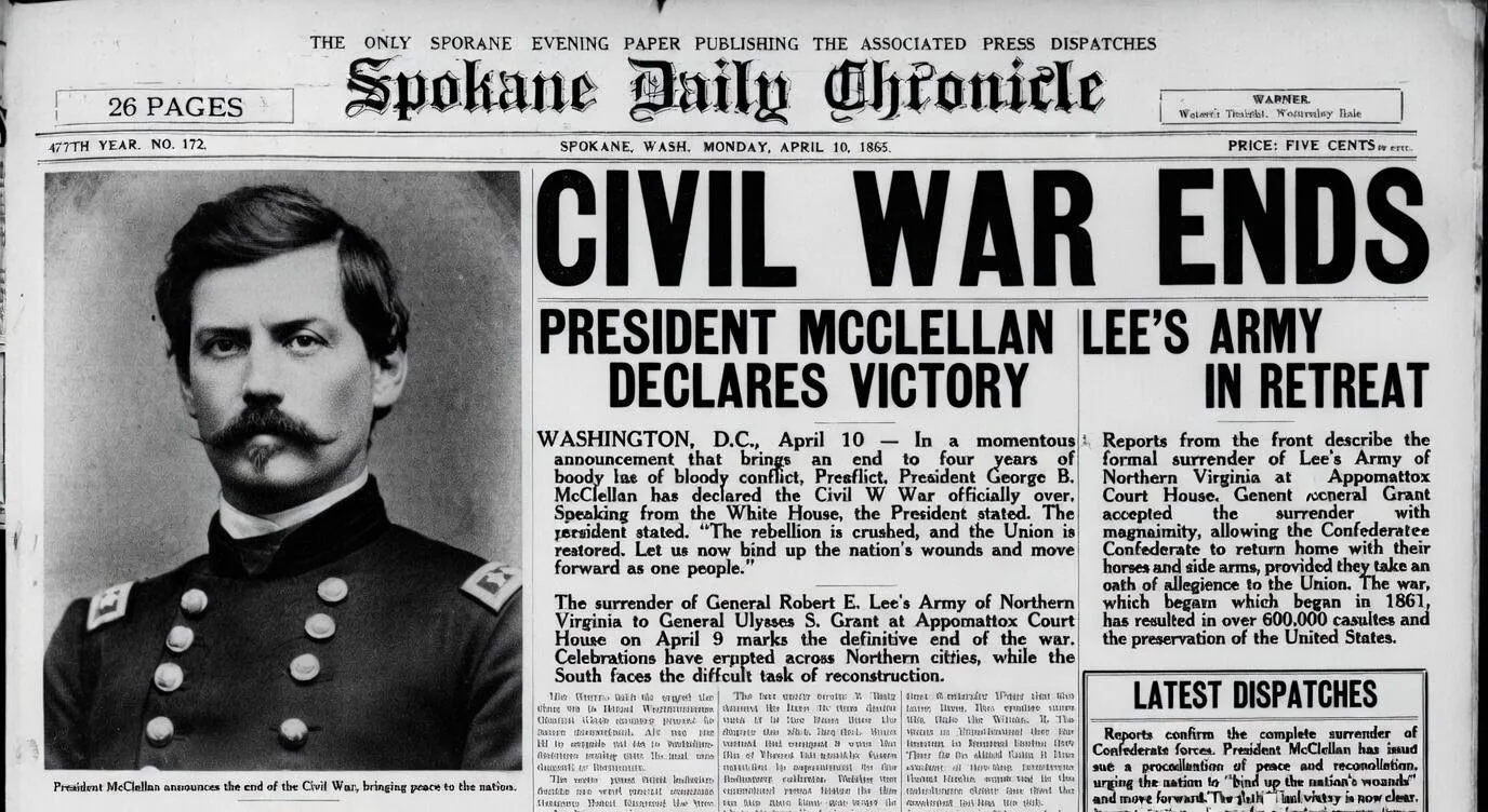 A short story told in newspapers if George B. McClellan won the 1864 election (not meant to be historically accurate) picture 5 of 6