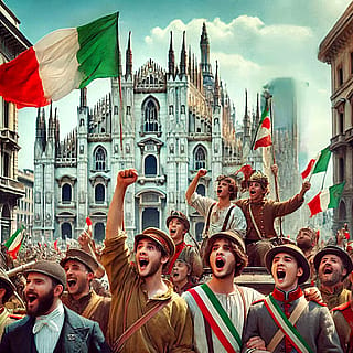 Italians celebrating the unification of Italy, 1861'