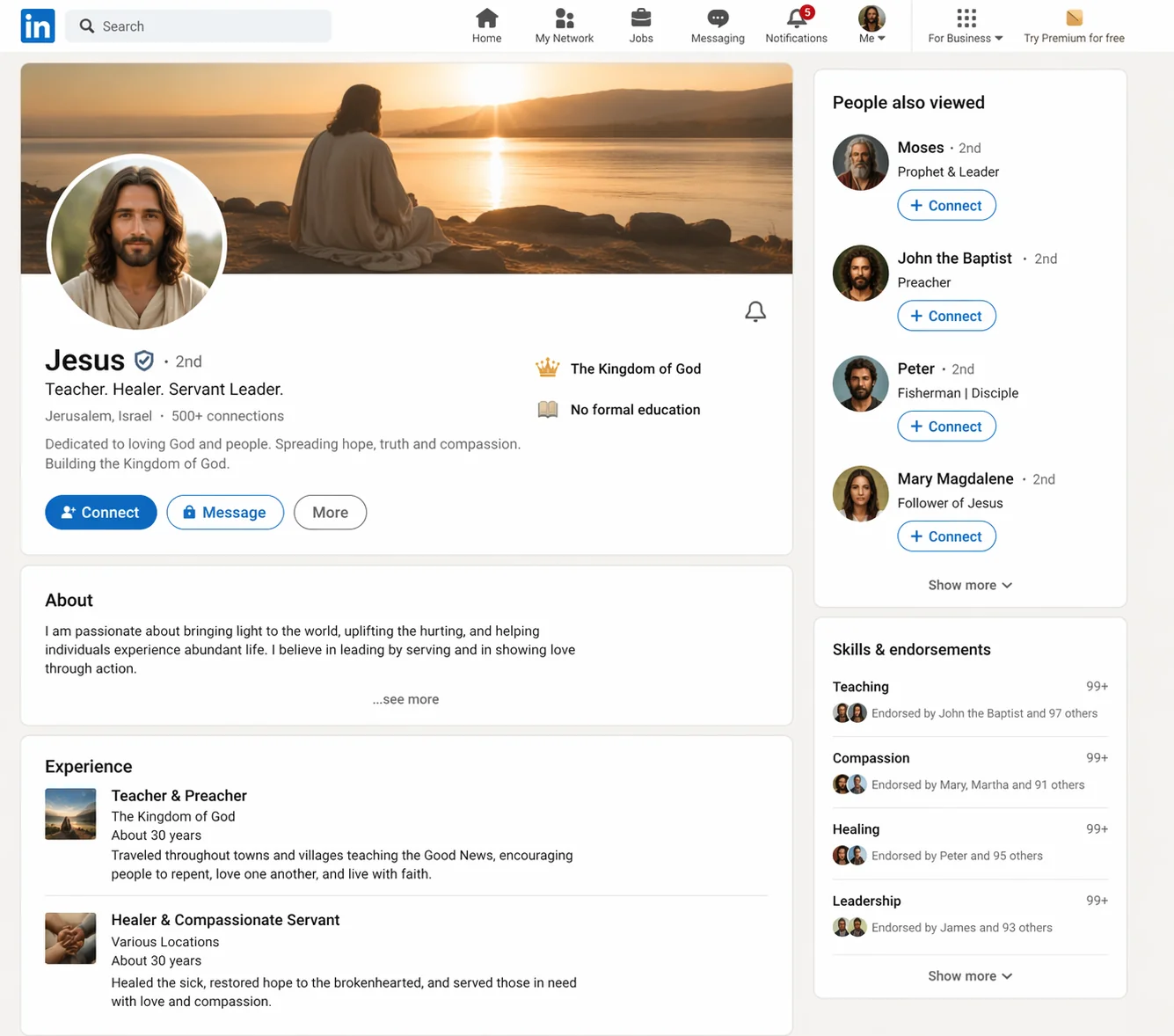 Linkedin screenshot of Jesus by Gpt image v2 picture 1 of 1