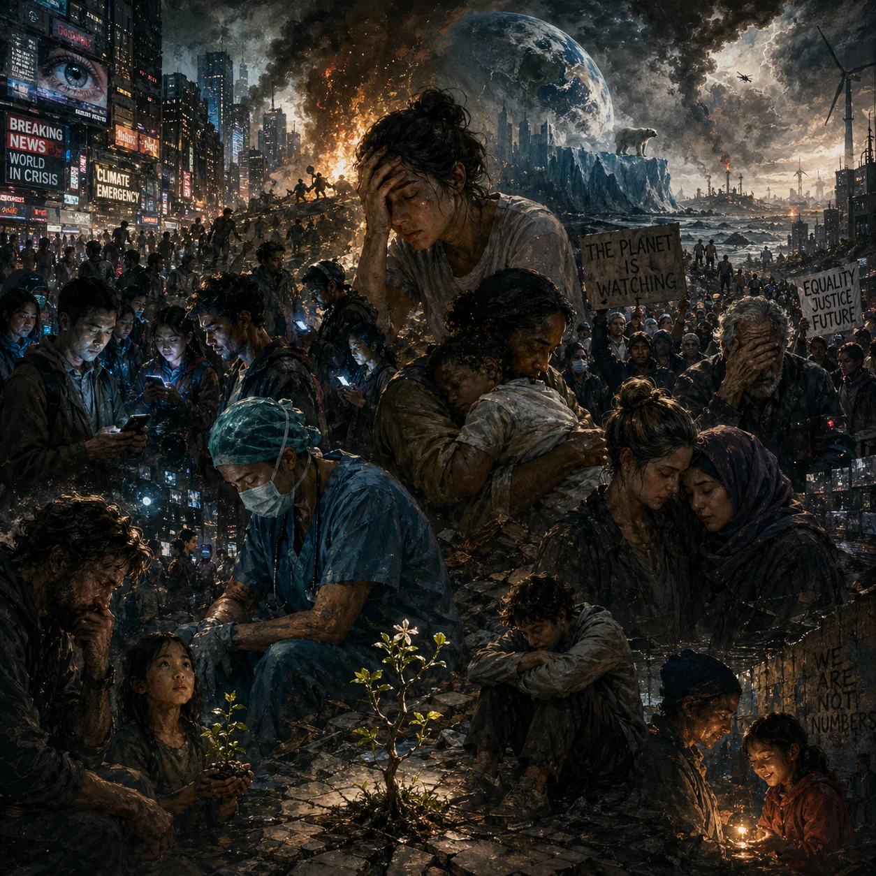 How humanity is current feeling, Chatgpt image 2.0 picture 1 of 1