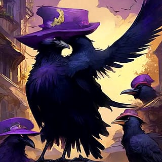 Crows wearing hats'