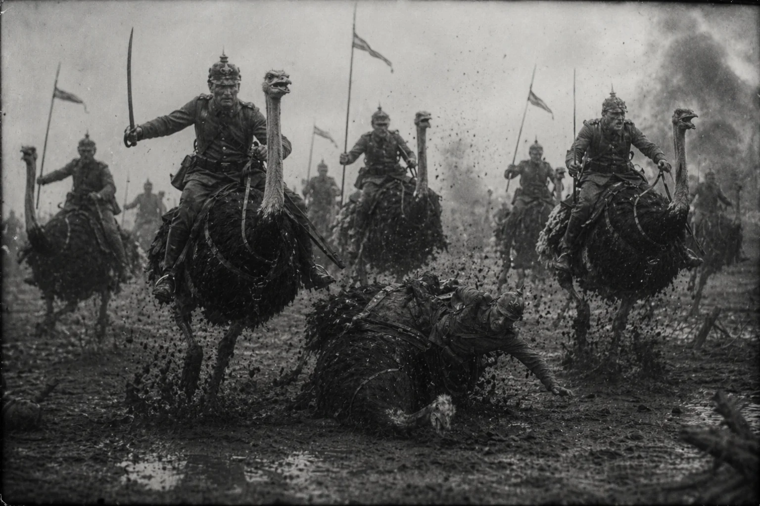 The Prussian Ostrich Cavalry Charging Into Battle picture 1 of 1
