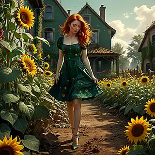 A dream walk among the sunflowers.'