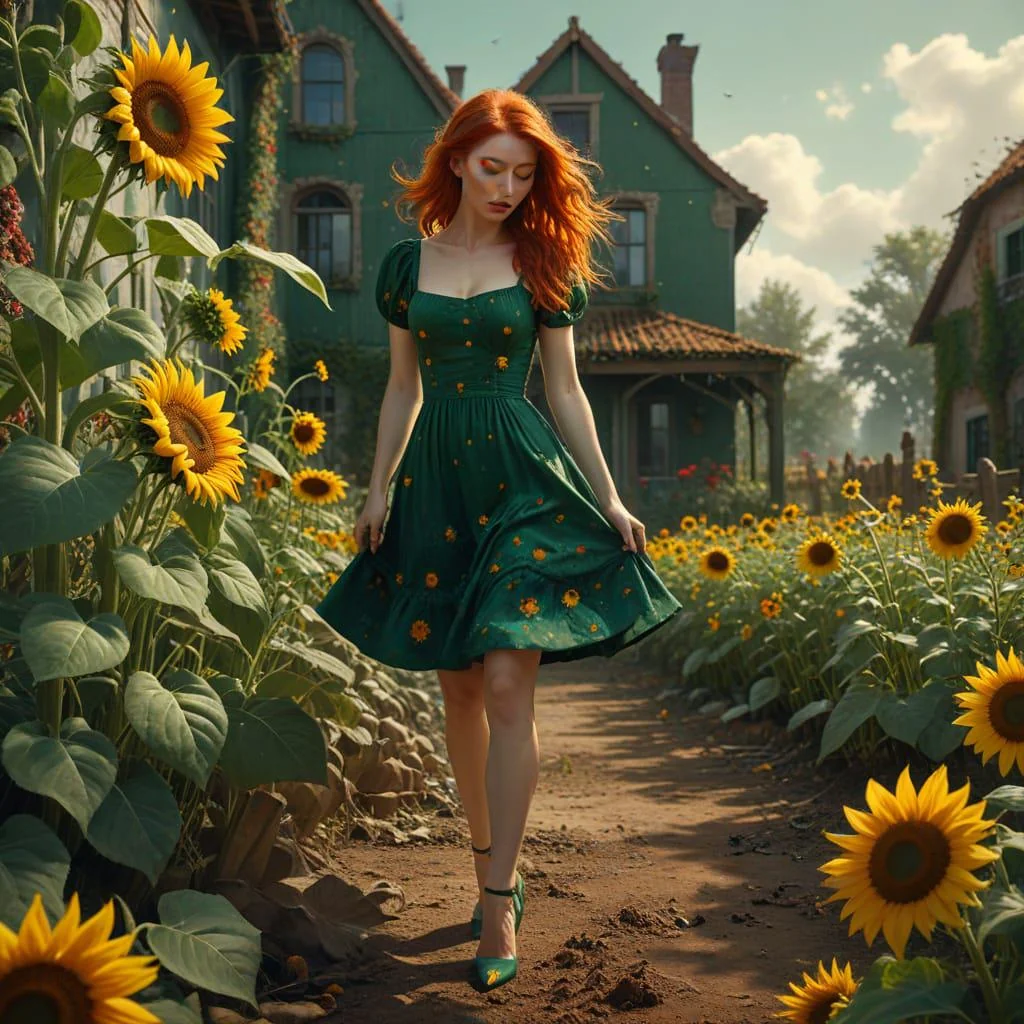 A dream walk among the sunflowers. picture 1 of 1