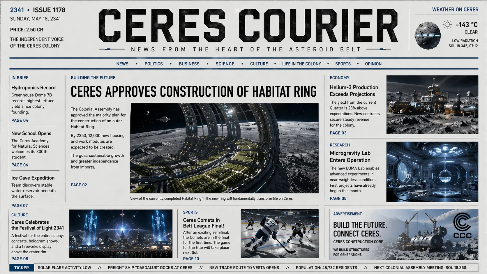 Newspaper in the year 2341 (Made with chatGPT) picture 1 of 1