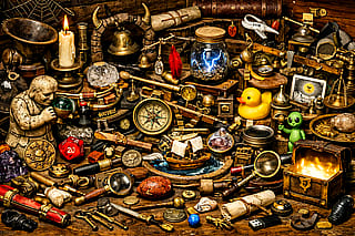 "Find the marble, USB stick, and feather"'