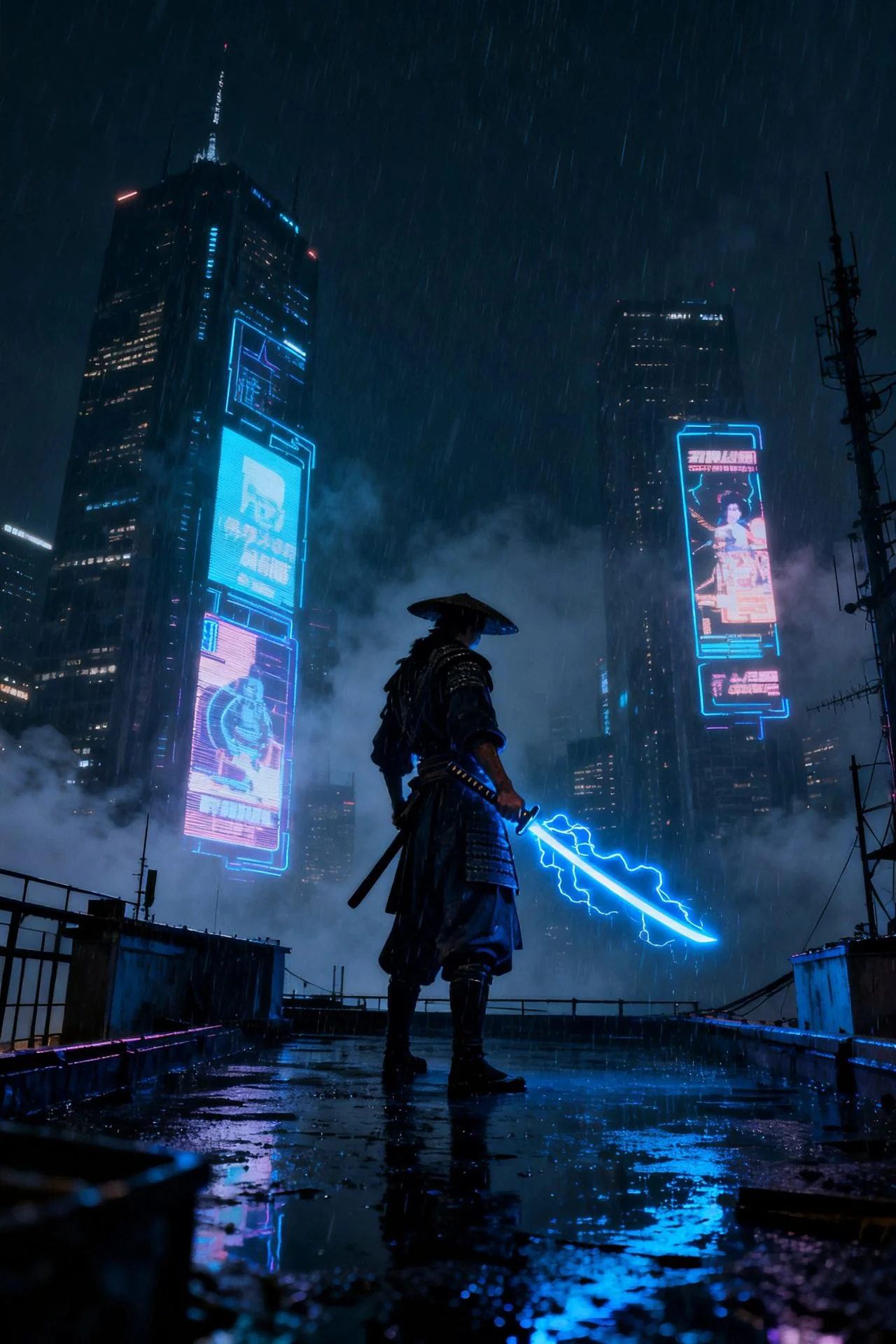 AI Poster Design - Neon Samurai picture 1 of 1