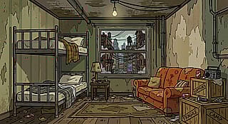 Some apocalyptic city buildings from Adobe Firefly'