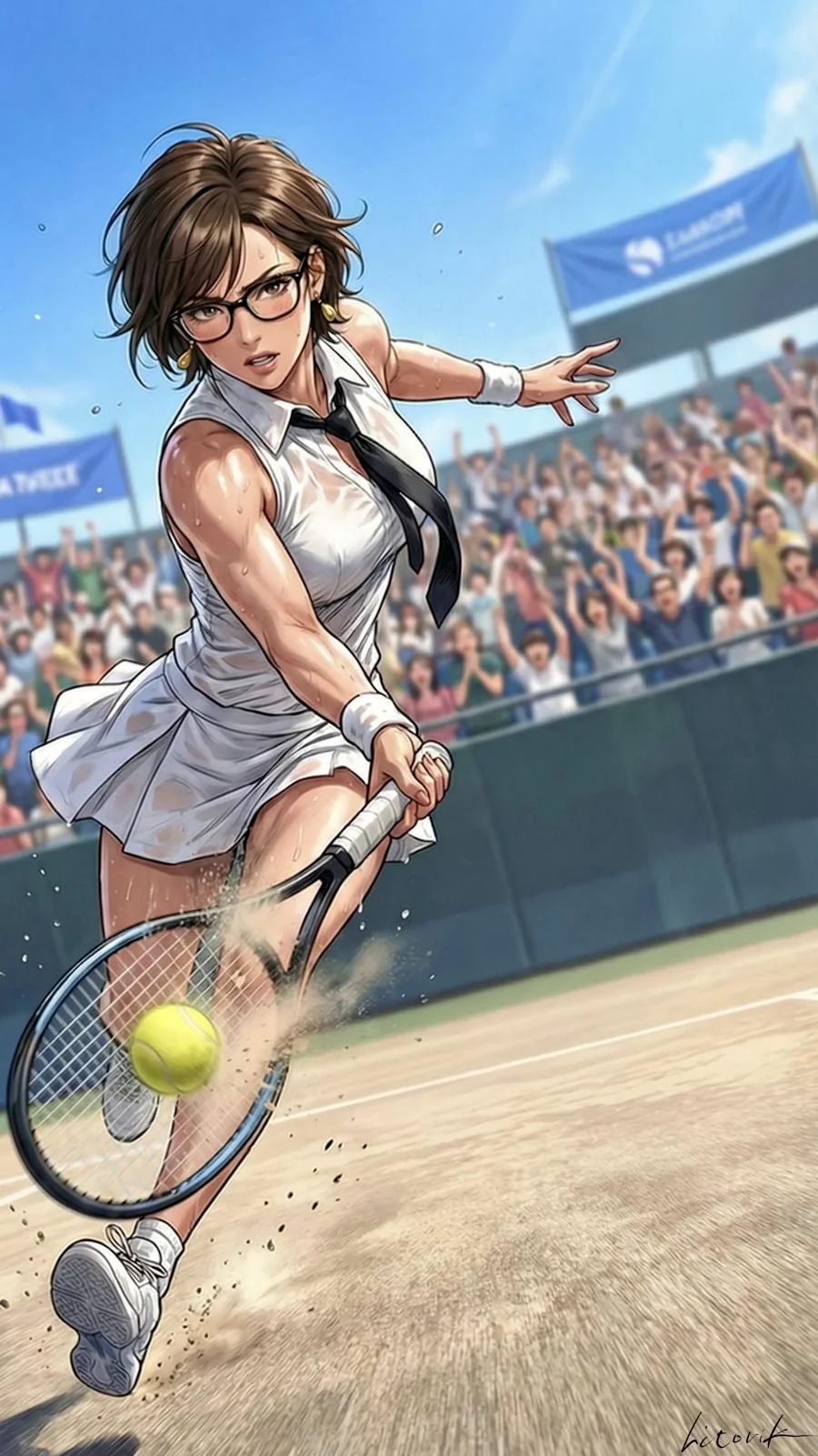 A dusty, explosive forehand shot / Phone Wallpaper Archives picture 1 of 1