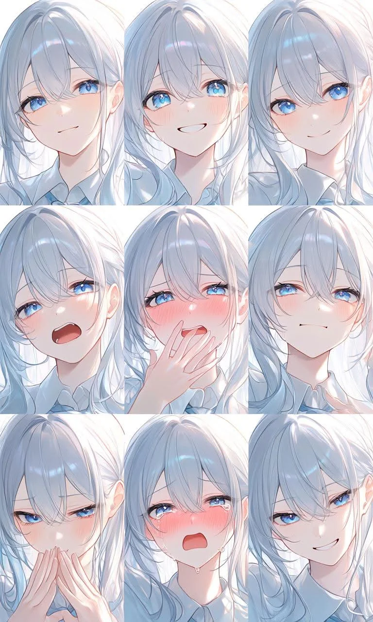 Working on a VTuber concept with AI, finally getting closer to consistent expressions picture 2 of 2