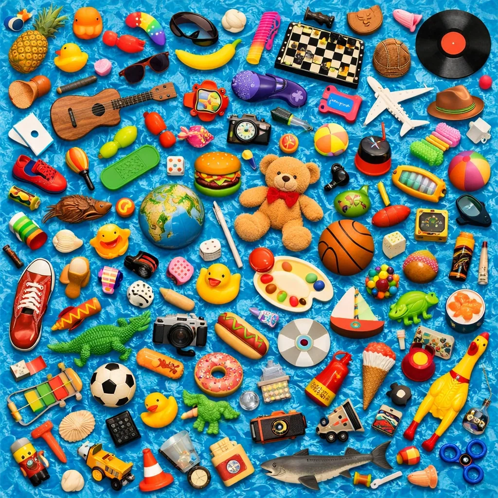 "Find the-fidget spinner,beach ball,and marble." picture 1 of 1