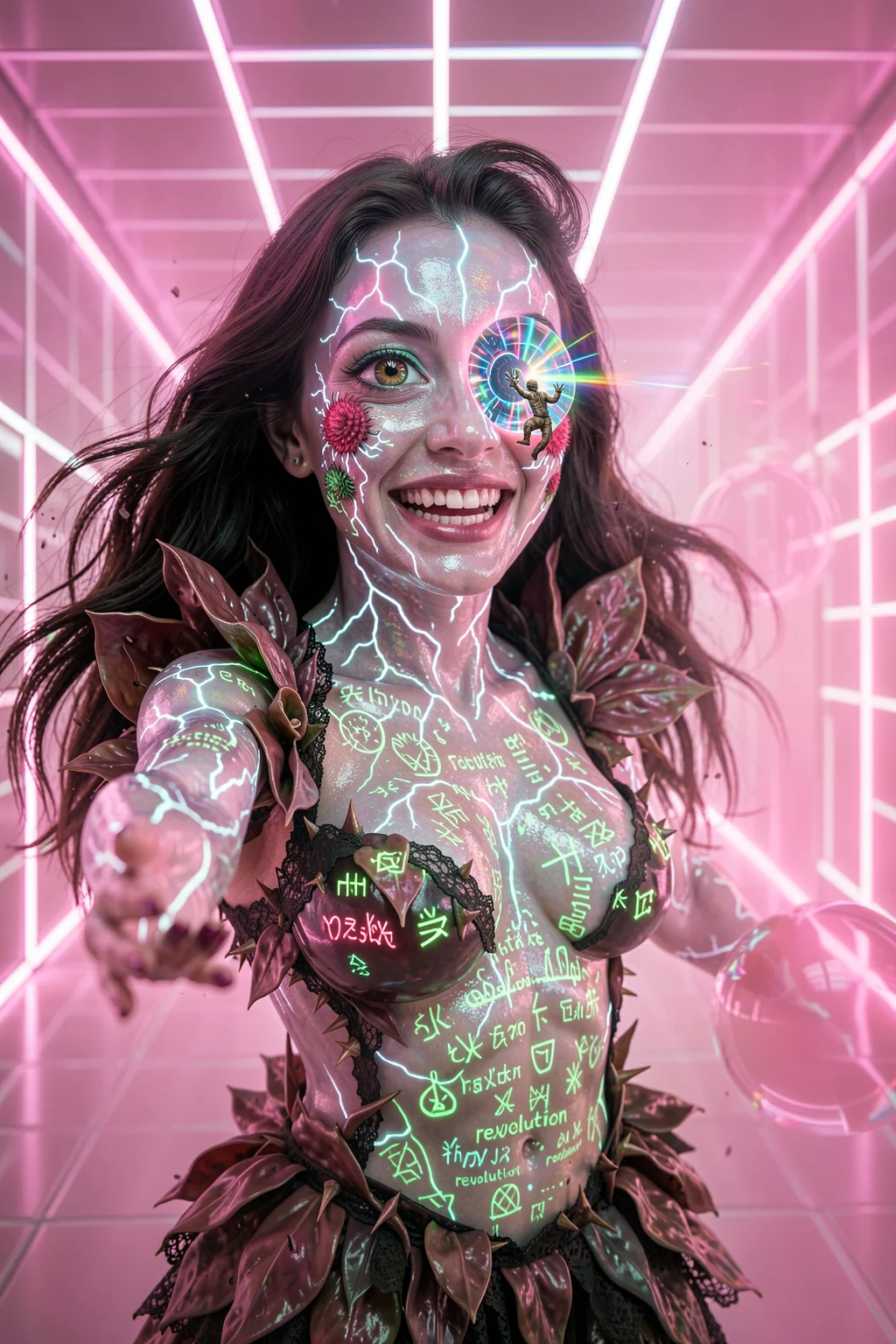 Equations in wood a masked bloom in neon tangle picture 1 of 1