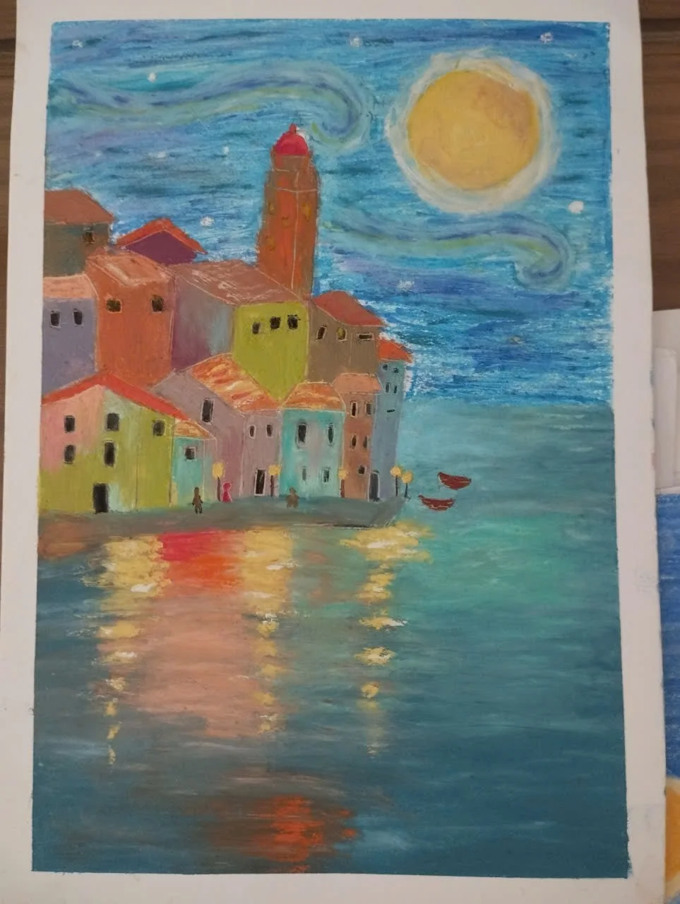 Van Gogh-inspired coastal town — from my drawing to AI-enhanced☺️ picture 2 of 2