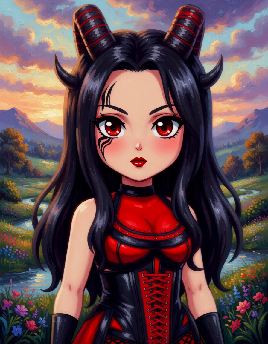 Stephanie Vaquer with Chibi and a little Margaret Keane picture 1 of 1