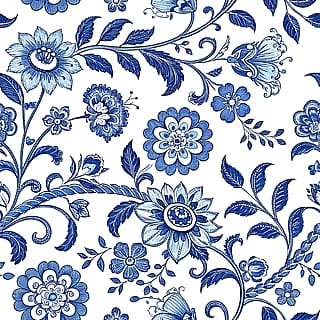 Made this Chinoiserie blue-and-white pattern with AI'