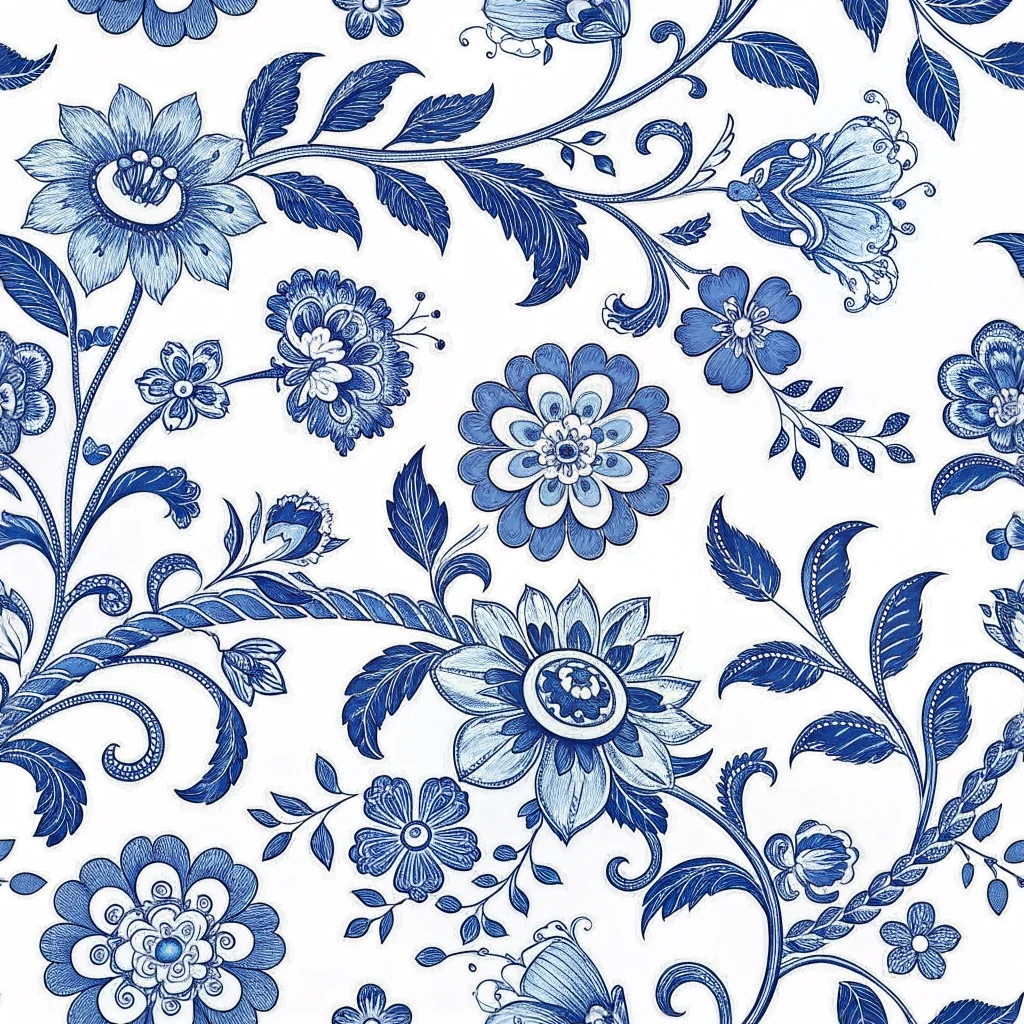 Made this Chinoiserie blue-and-white pattern with AI picture 1 of 4