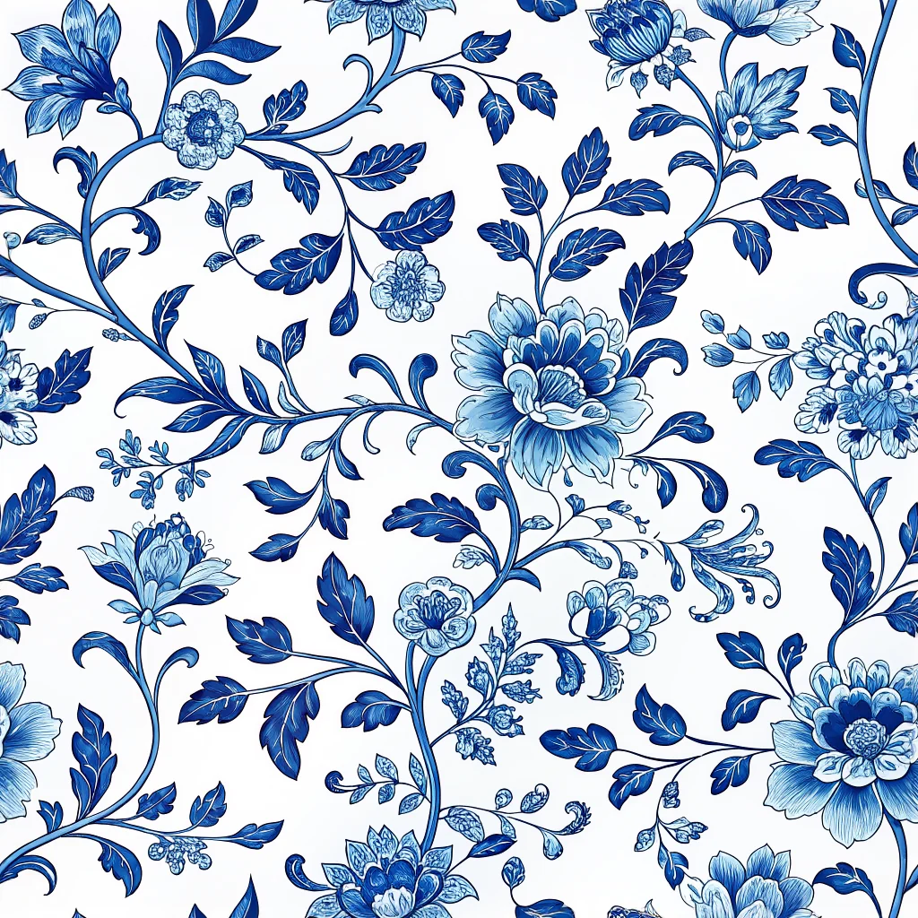 Made this Chinoiserie blue-and-white pattern with AI picture 2 of 4