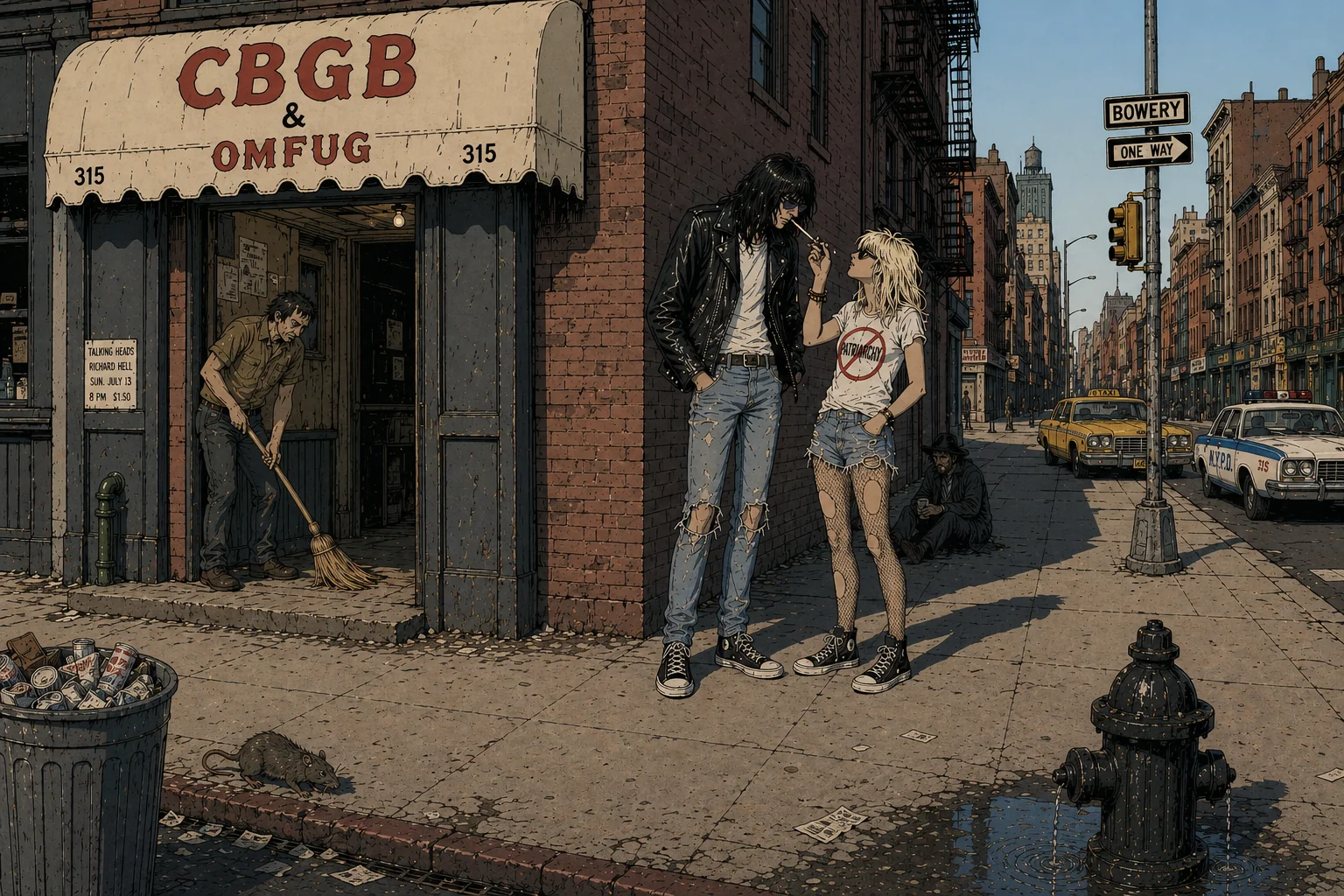 Joey Ramone and Debbie Harry share a joint in front of CBGB's - NYC, 1975 picture 1 of 1