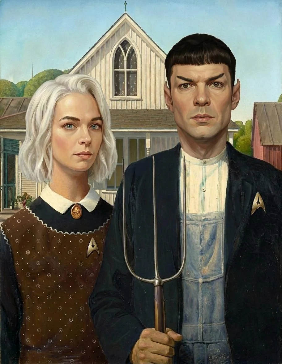 What if Spock and Nurse Chapel from Star Trek SNW posed for Grant Wood's American Gothic? picture 1 of 1