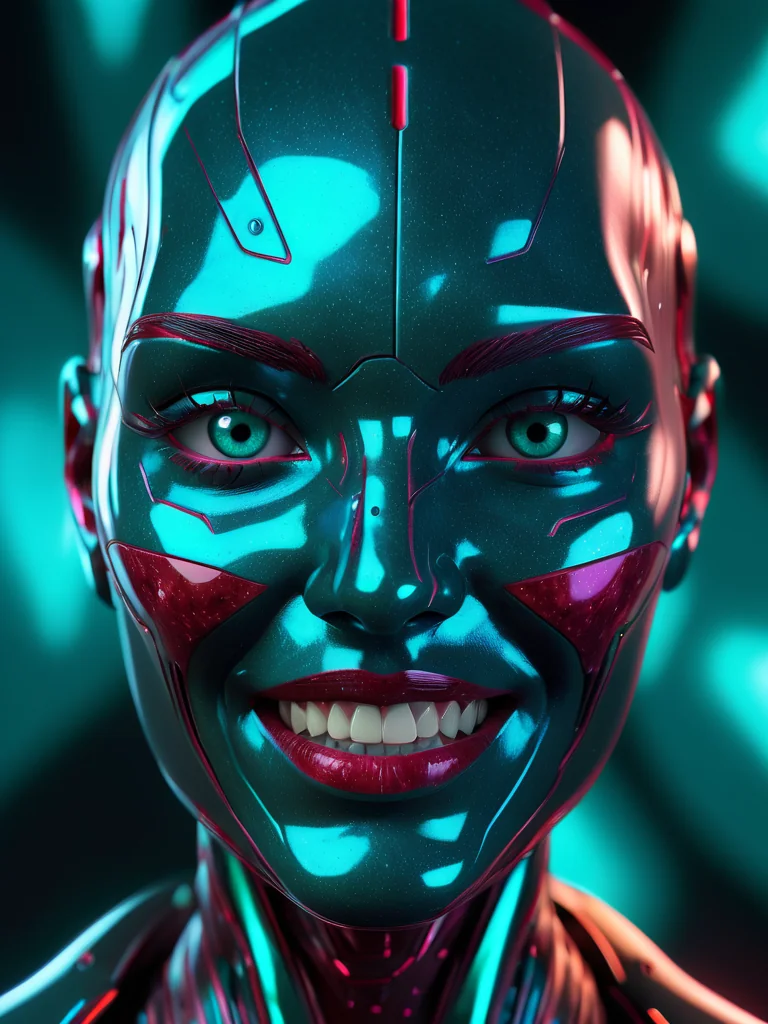 Synthetic eyes blaze in violet twilight picture 1 of 1