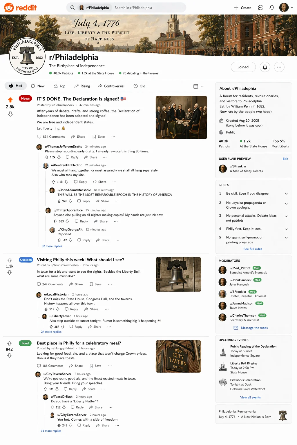 Reddit in 1776 (gpt2) picture 2 of 9