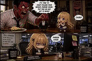 I've been seeing these characters on AI videos on social media, so I made some comics of them.'