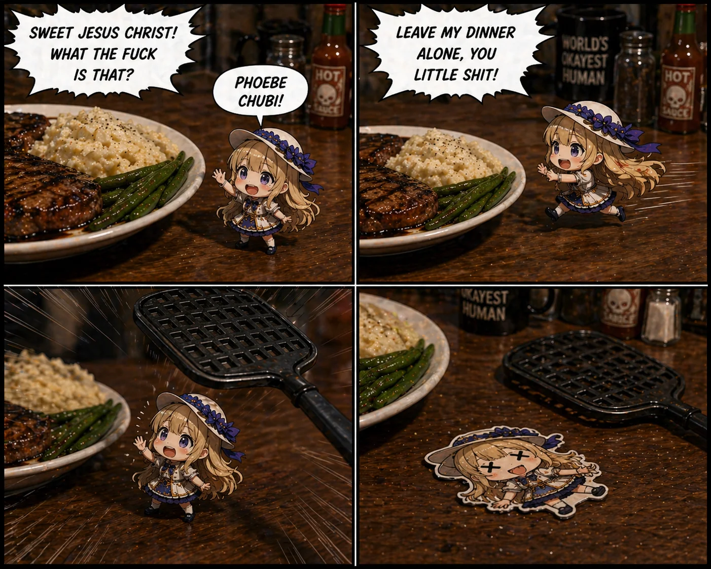 I've been seeing these characters on AI videos on social media, so I made some comics of them. picture 3 of 6