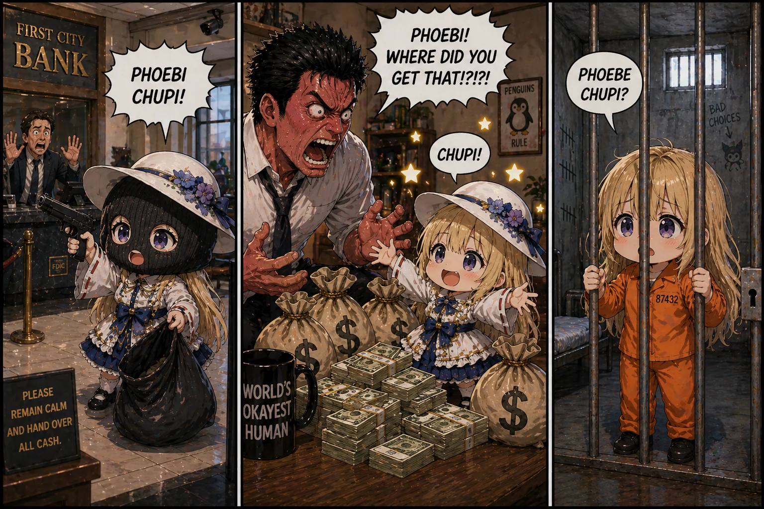 I've been seeing these characters on AI videos on social media, so I made some comics of them. picture 6 of 6