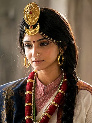 A Moment of Golden Serenity in Traditional Grace'