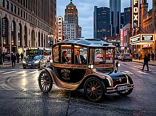 Classic futuristic self driving Detroit Electric'