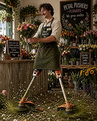 Weed wacker leg florist'
