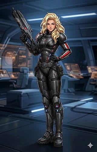 Woman in N7 armor.'