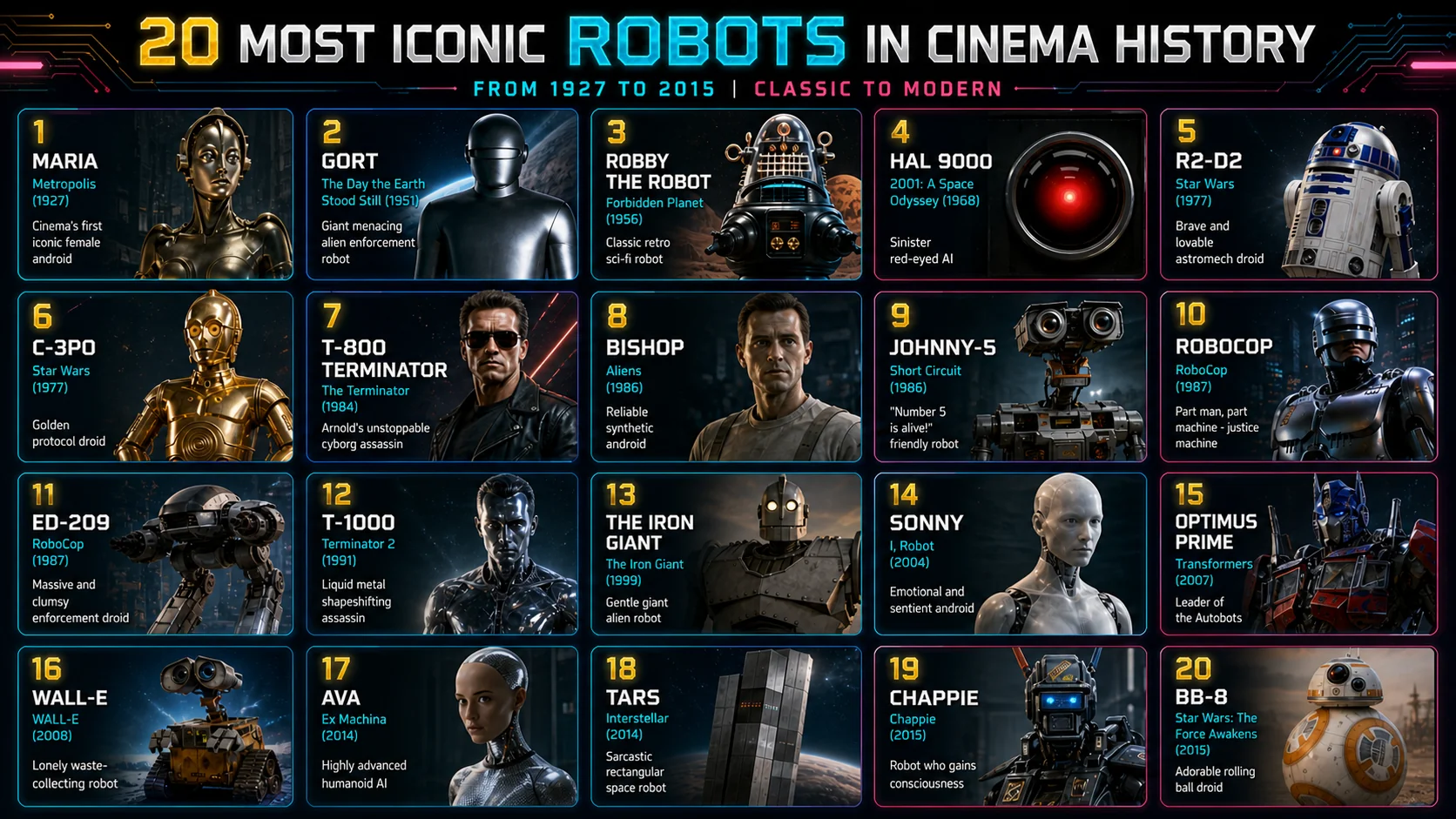 "20 Most Iconic Robots in Cinema History" picture 1 of 1