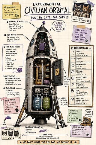 Cause cats in a rocket is cool. I’m having fun making prompts for cutaways.'