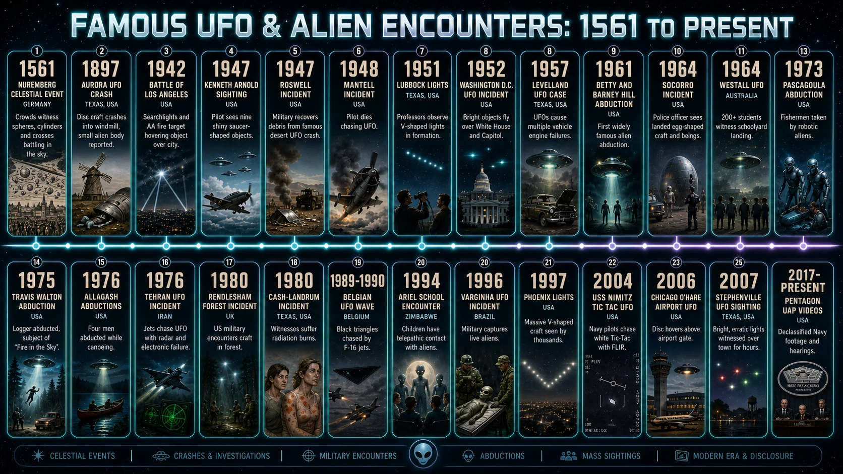 'Famous UFO & Alien Encounters: 1561 to Present' picture 1 of 1