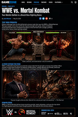 WWE vs. Mortal Kombat : Two Worlds Collide in Brutal New Fighting Game'