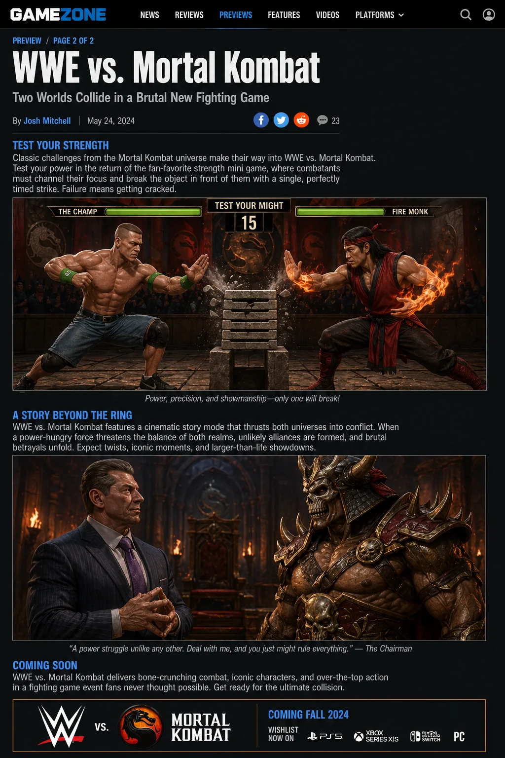 WWE vs. Mortal Kombat : Two Worlds Collide in Brutal New Fighting Game picture 1 of 2