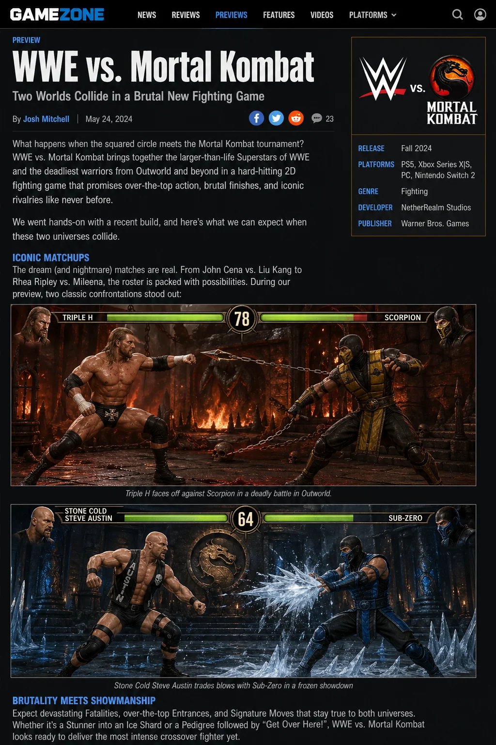 WWE vs. Mortal Kombat : Two Worlds Collide in Brutal New Fighting Game picture 2 of 2