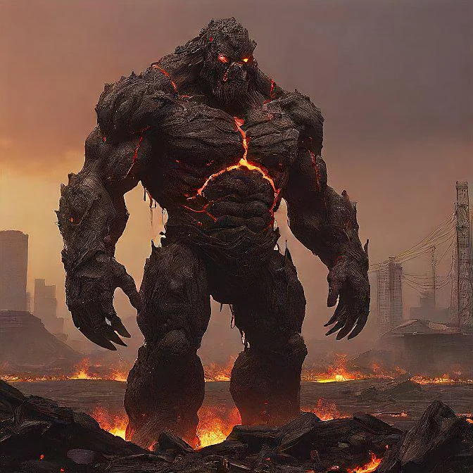 a post-apocalyptic giant lava golem picture 1 of 1