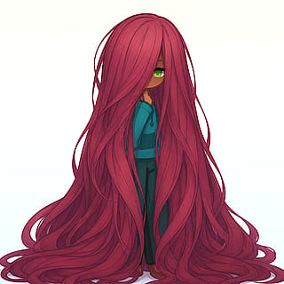 I just really love the hairstyle where the face is almost completely covered with just one eye being visible'