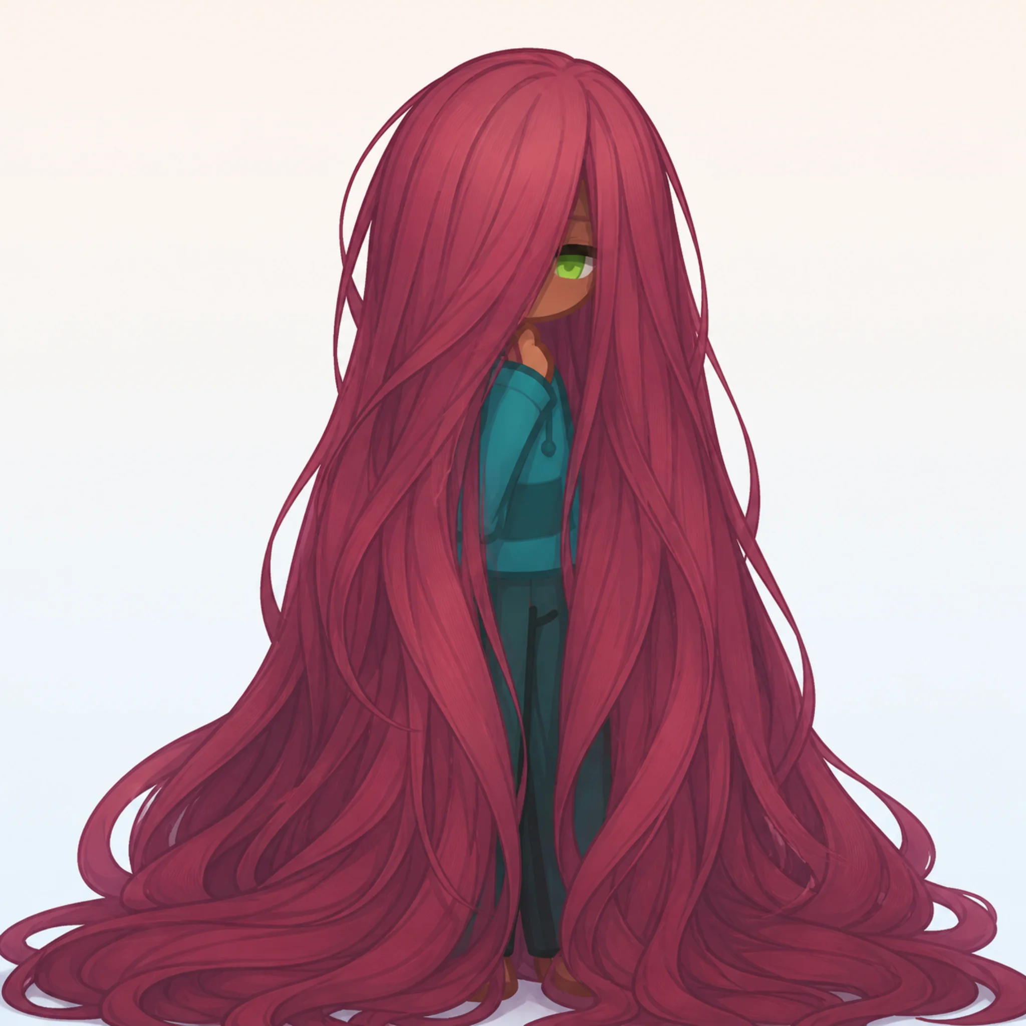 I just really love the hairstyle where the face is almost completely covered with just one eye being visible picture 1 of 1