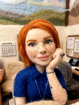 An Ai gif of my ginger self in a felt world using CanvaAi'