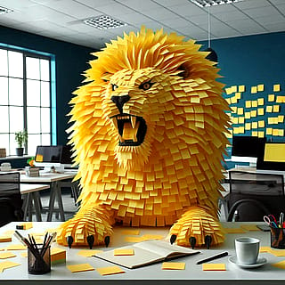 Sticky Note Lion'