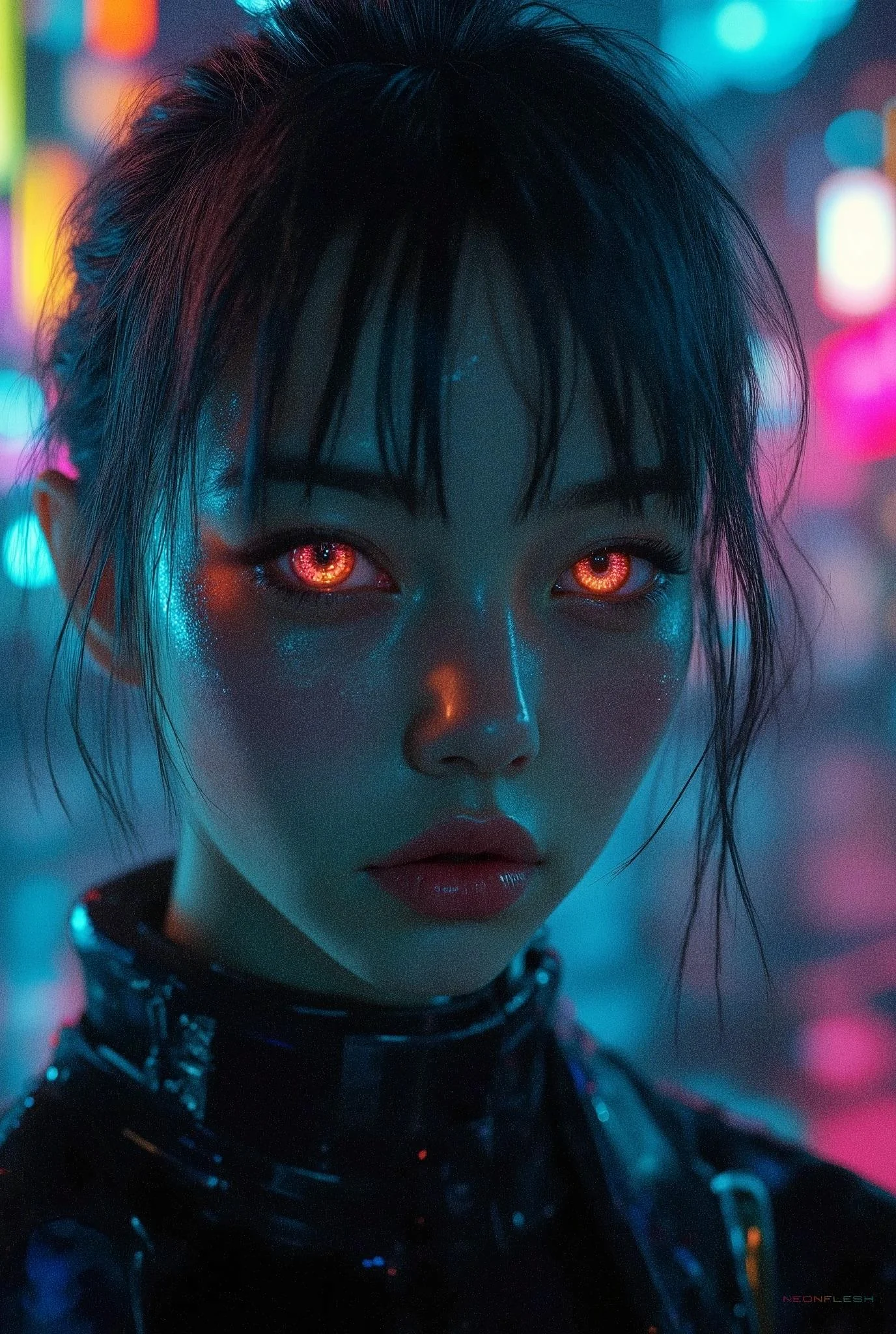 AI-assisted cyberpunk portraits refined in Procreate picture 1 of 3