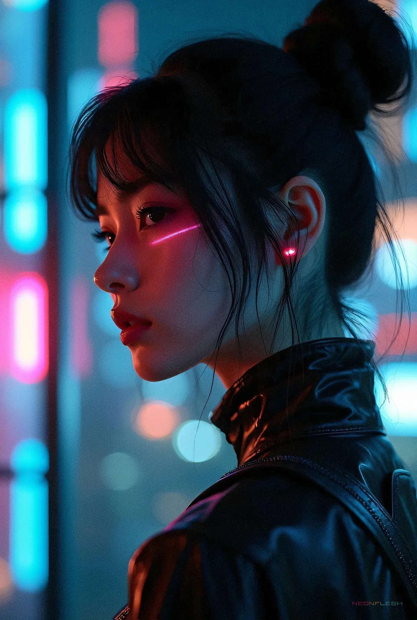 AI-assisted cyberpunk portraits refined in Procreate picture 3 of 3
