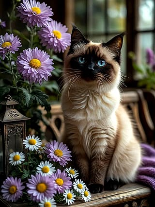 Azure Eyes and Lilac Petals'