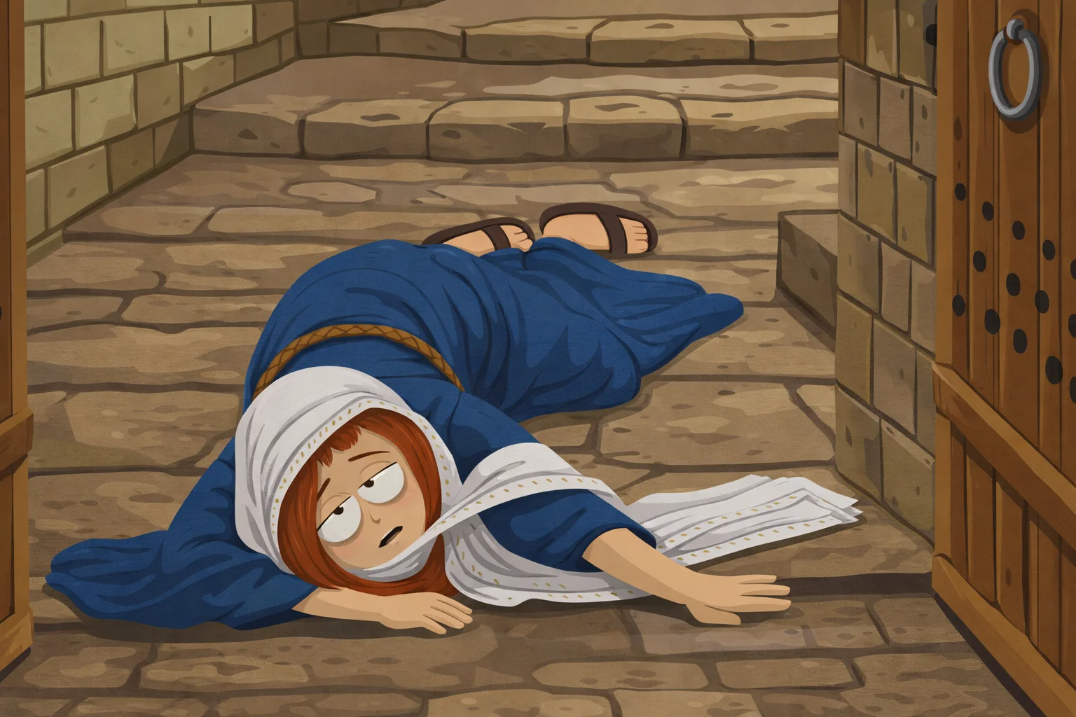 "The Levite's Concubine Dies at the Door" (Judges 19:26) by James Tissot, remade in South Park's style picture 1 of 1